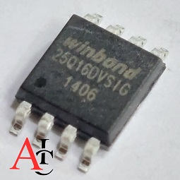 W25Q16DVS1G  نوع آی‌سی: حافظه فلش سریال NOR پلاگین SPI ظرفیت: 16 M‑bit (2 M‑byte)  بسته‌بندی: SOP‑8 (8 پایه، قاب 150 mil یا 208 mil)